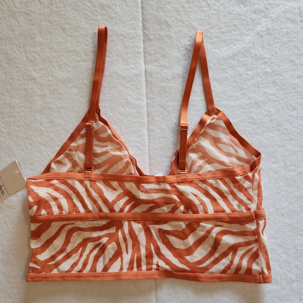 Auden Women's Orange Zebra Print Bralette Size Medium - Picture 3 of 4